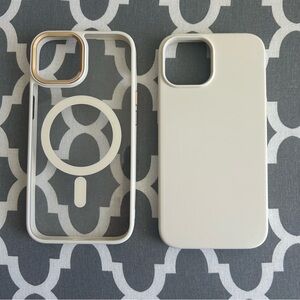 2 iPhone 14 Phone Cases with Cream & Gold Accents {NEW}